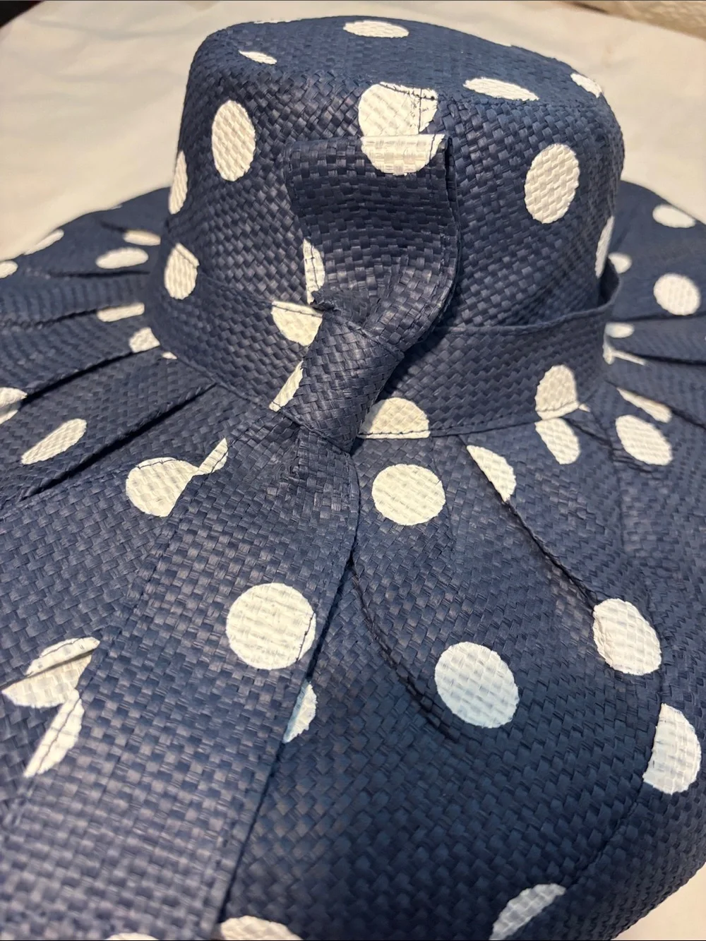 Mud Pie Navy and White Polka Dot Wide Brim Sun Hat